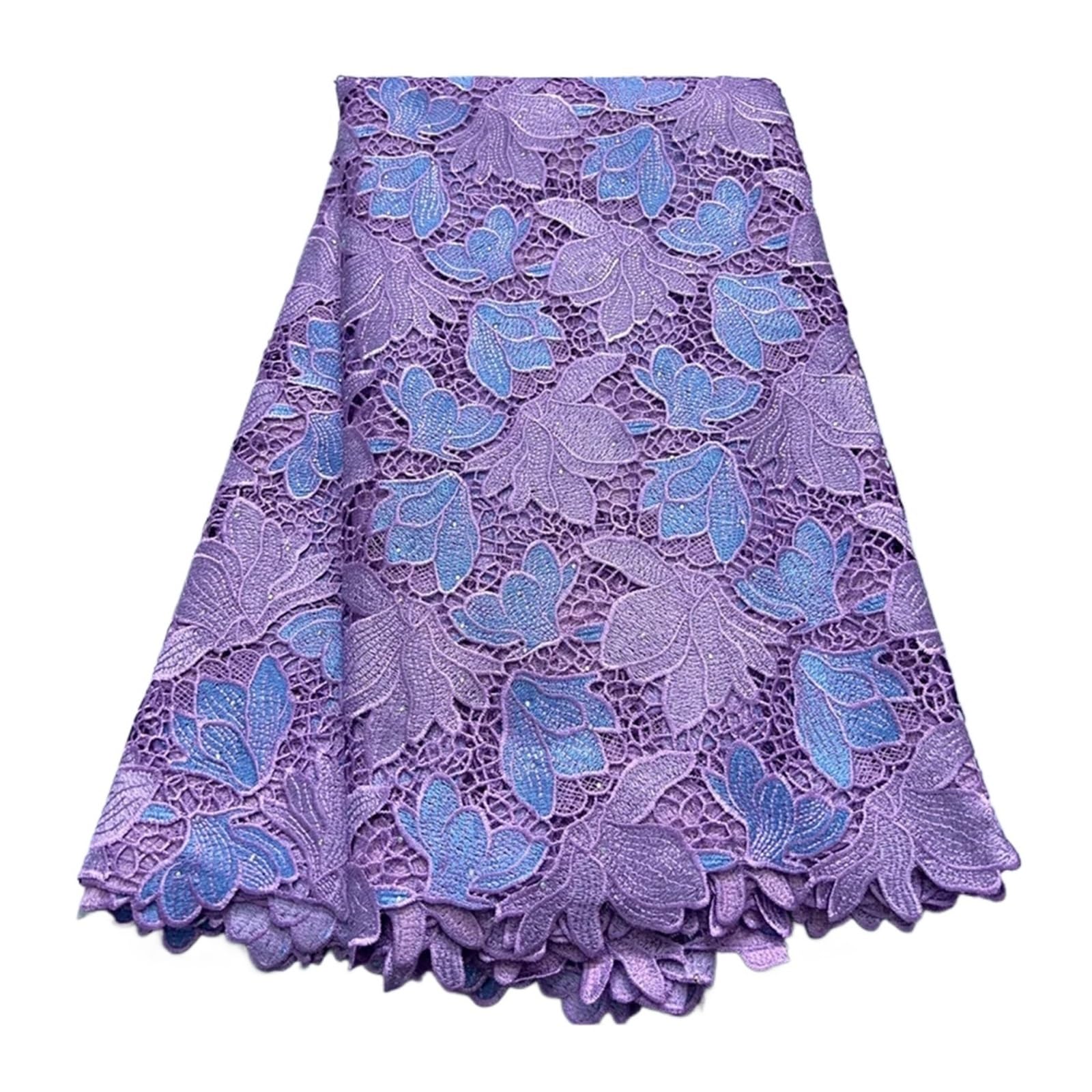 HKVTVCYPYA 5 Yards Cord Guipure Lace Fabric Water Soluble African Nigerian for Women Party Dress(4Cord Fabric)