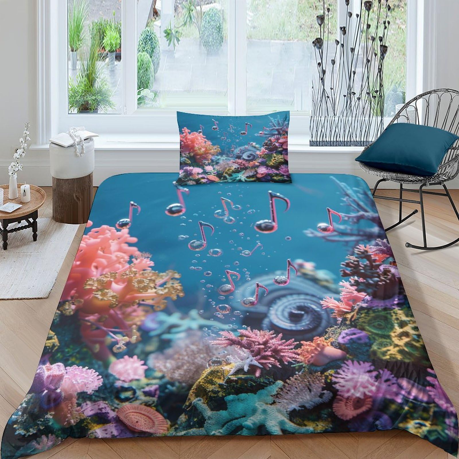 Couette légère 3D microfibre Vie Marine à fermeture éclair 135x200cm