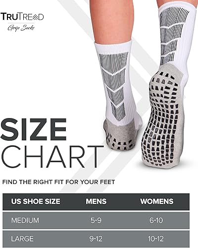 Miniatura 6 de TruTread Calcetines de fútbol antideslizantes para hombre 4 pares Agarre antideslizante Fútbol baloncesto deporte