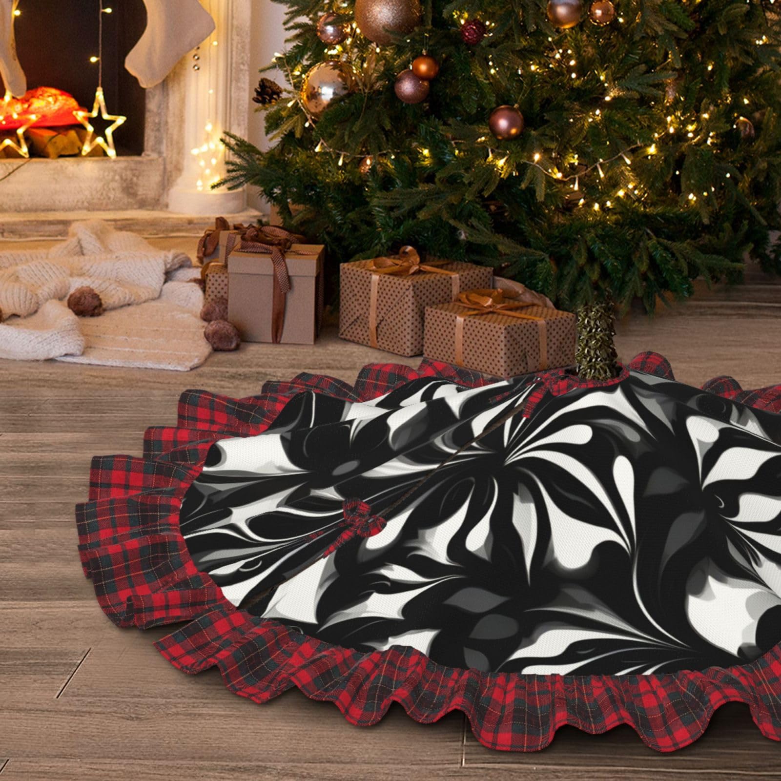 Gonna per albero di Natale, con lacci, motivo scozzese, vintage, per
