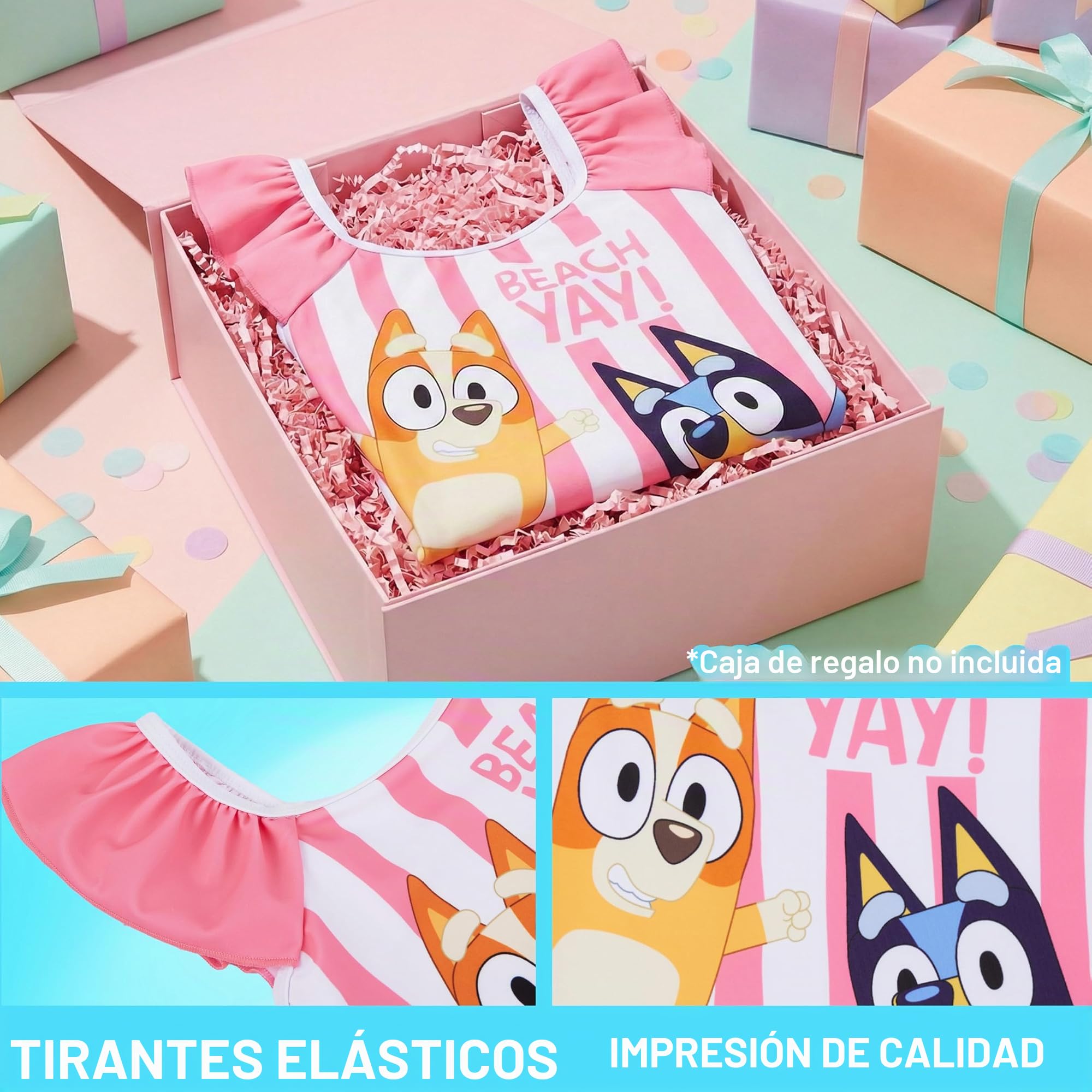 Paw Patrol Skye Everest | Bluey y Bingo Bañador Niña Una Pieza con Volantes, UPF 50+, Traje de Baño para Piscina y Playa Verano