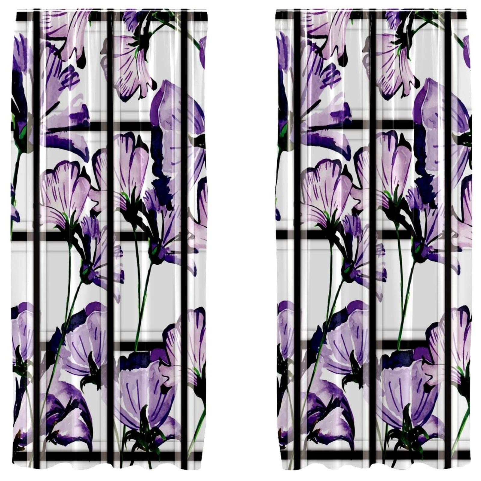 Rideau occultant imprimé floral pour chambre à coucher zen