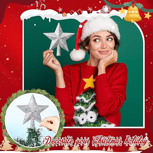 Miniatura 143 de Hanaive Decoración para árbol de Navidad, mini estrella pequeña para árbol de Navidad, adornos de estrella decorativa para el hogar, fiesta de Plata