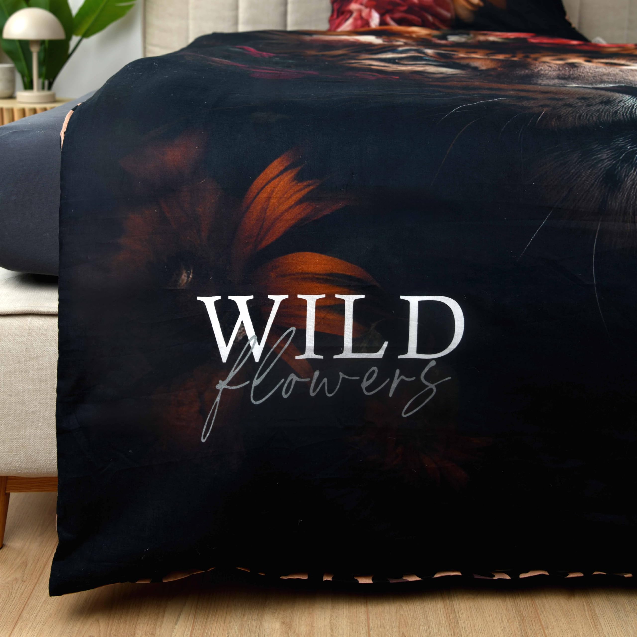 Herding Wild Flowers Bettwäsche-Set Leopard, 80 x 80 cm + 135 x 200 cm, mit Reißverschluss, 100% Baumwolle/Renforcé, Mehrfarbig