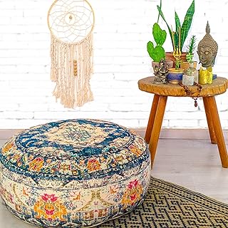 Mandala Life ART Fodera per Cuscino da Pavimento Rotondo Bohémien - 60x20 cm - 100% Cotone - Custodia Pouf per Pouf per Soggiorno, Camera da Letto, Patio e Altro