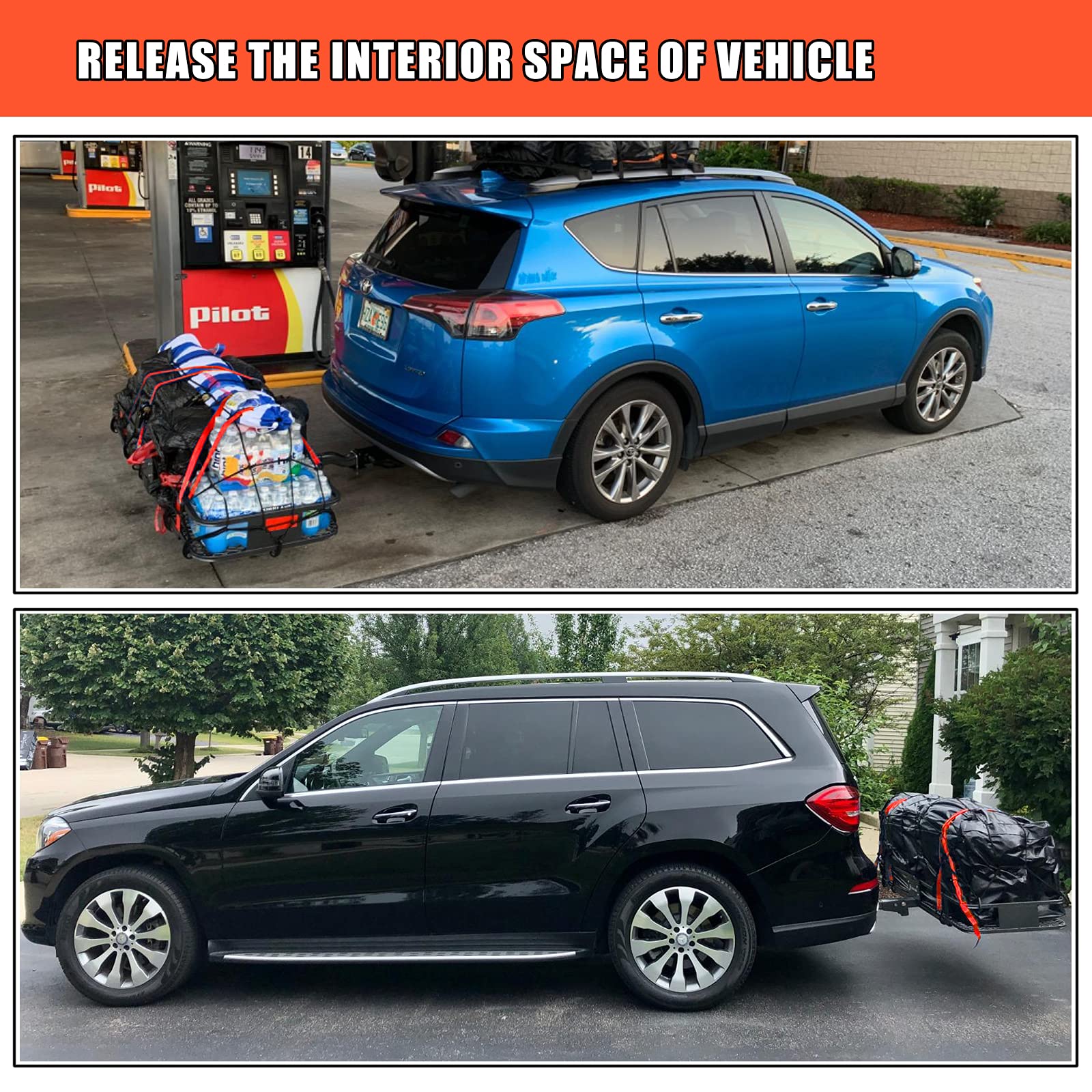 MeeFar Folding Hitch Mount Cargo Carrier 60” X 20" X 6” + Waterproof