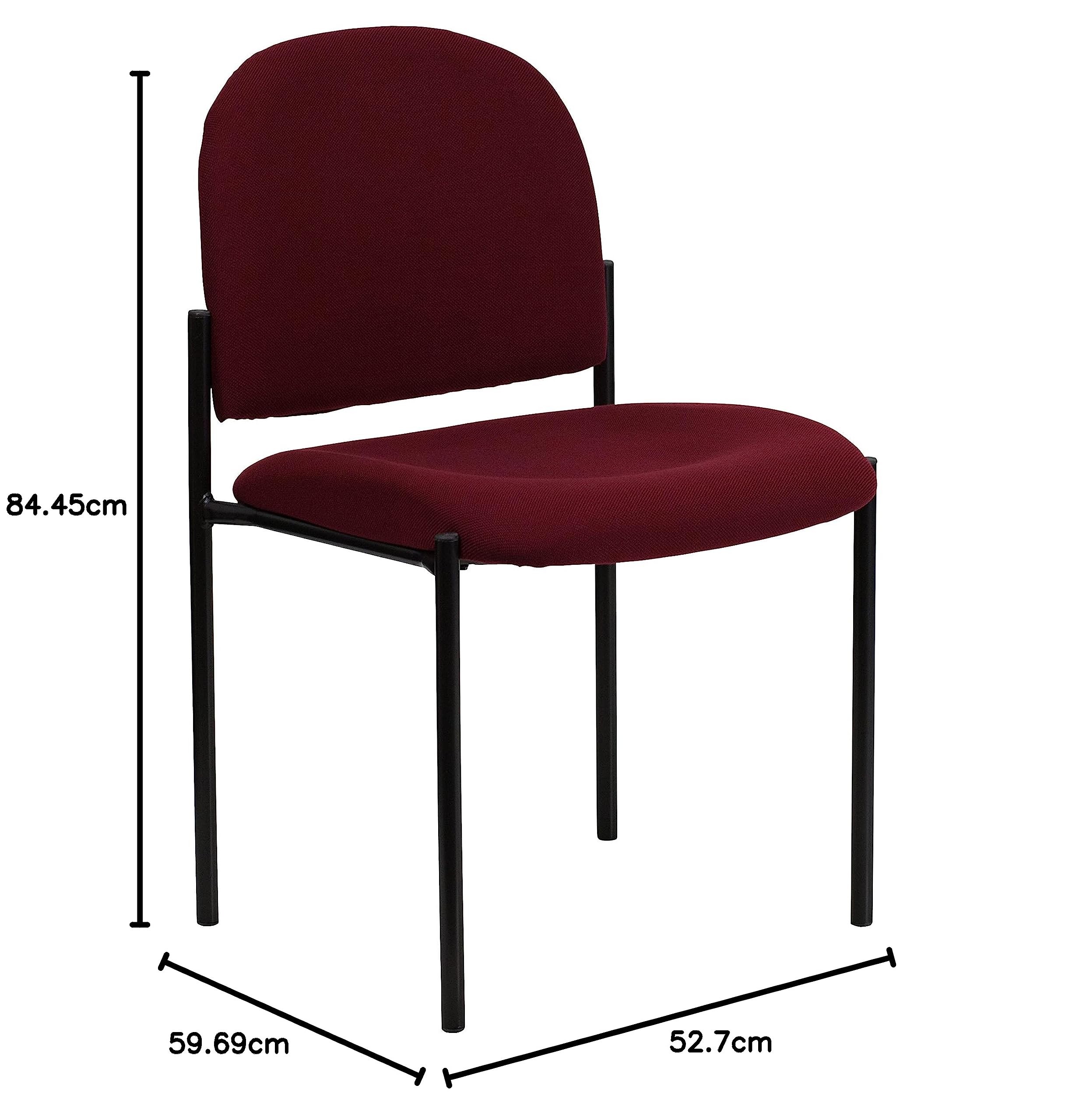 Flash Furniture Comfort Stapelbarer Seitenempfangsstuhl, Stahl, burgunderroter Stoff, 66.0400000000000006 x 49.53 x 19.05 cm