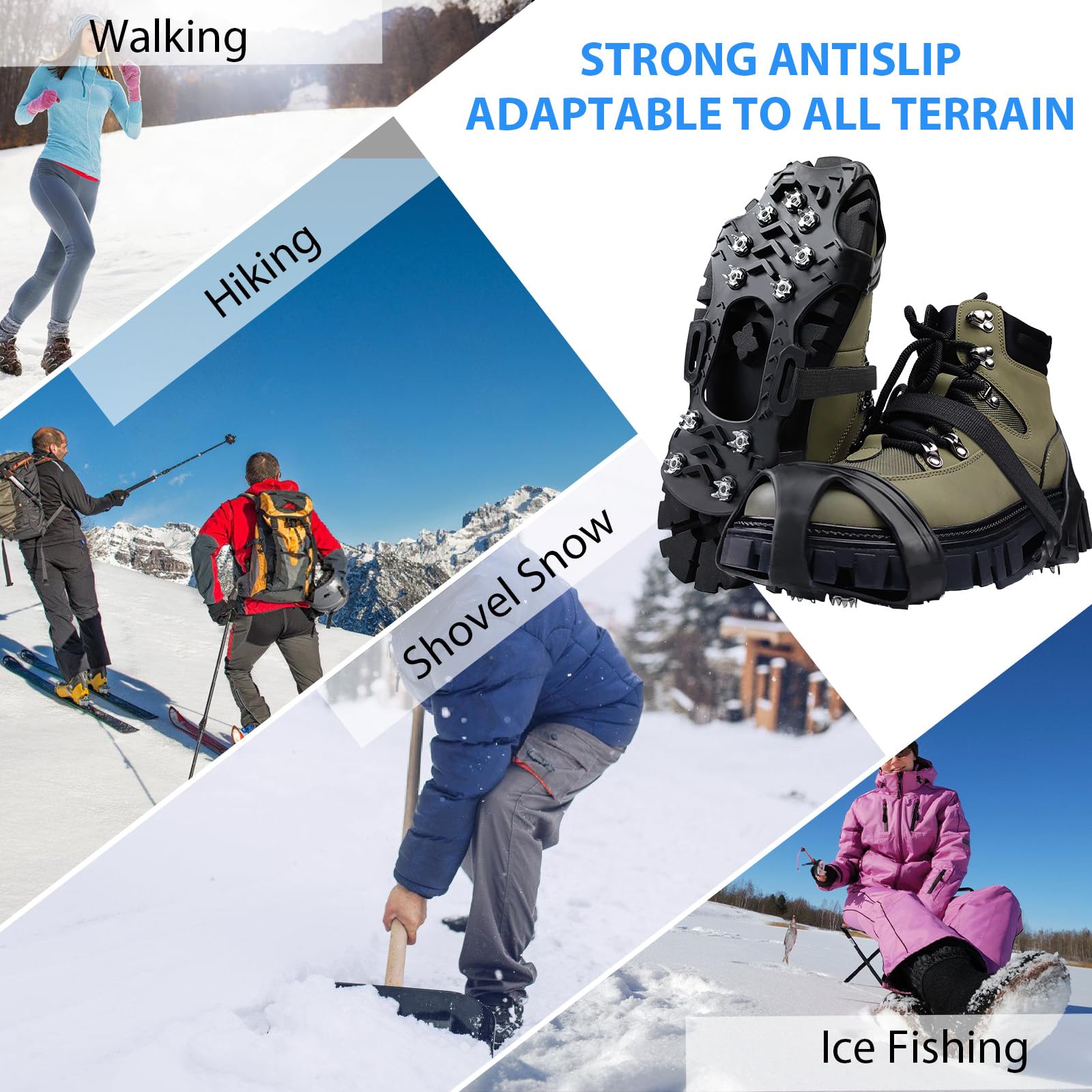 Schuhspikes Ice Schuhkrallen Eisspikes,Schnee-Grip-Stollen über Schuh,Schuhkrallen Anti-Rutsch Schuhspikes für Walking,Joggen,Klettern und Wander,Sohle Wandern Spazieren Hiking Walking Winter