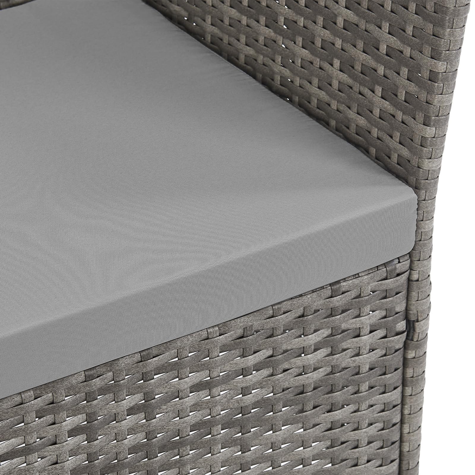 SVITA Dallas Gartensitzgruppe Polyrattan 4-teilig Outdoor Set mit 2 Sesseln 2er-Sofa & Esstisch Wetterfestes PE-Rattan Stahlrahmen & Sitzkissen Grau