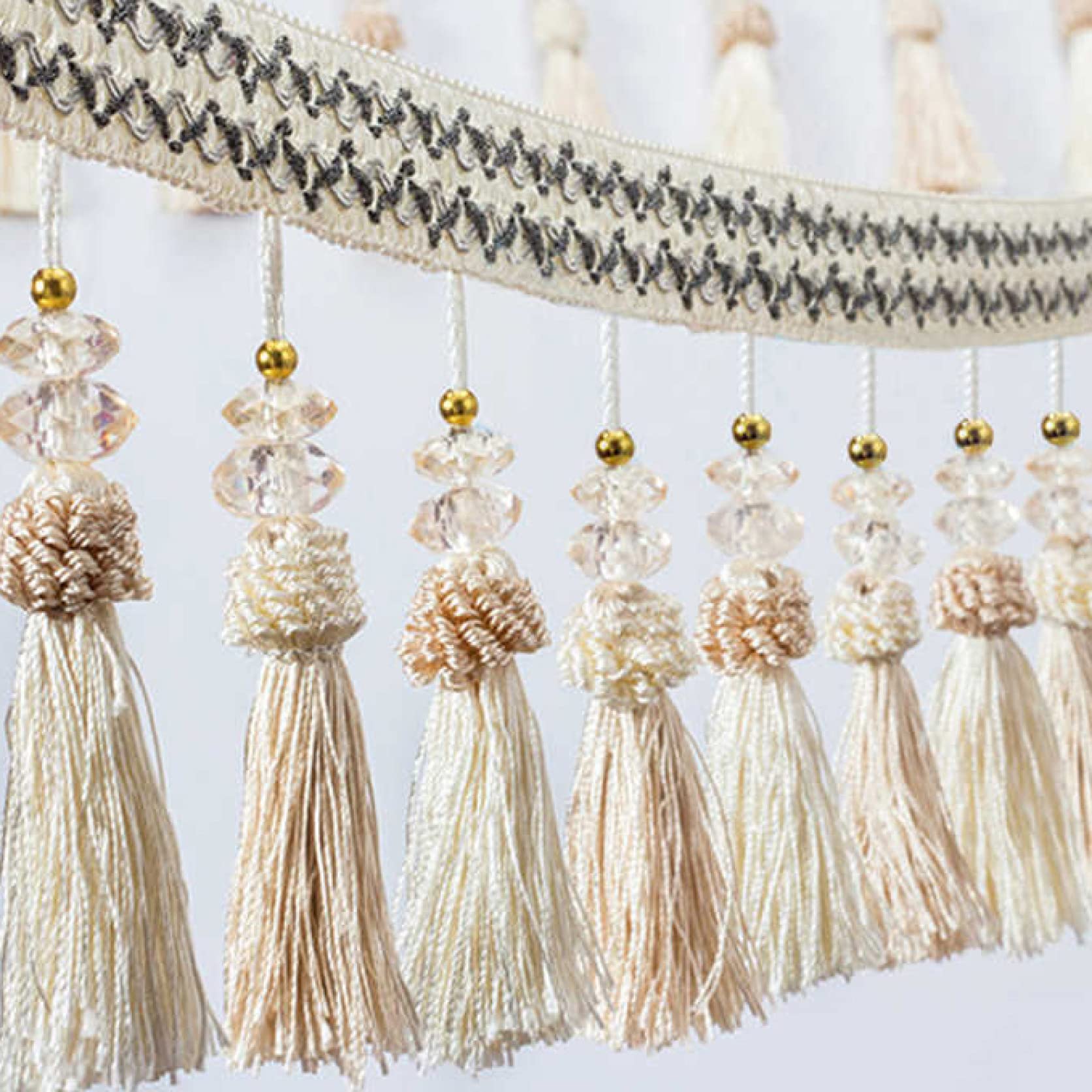 Garniture de rideau en perles de cristal de 2 mètres