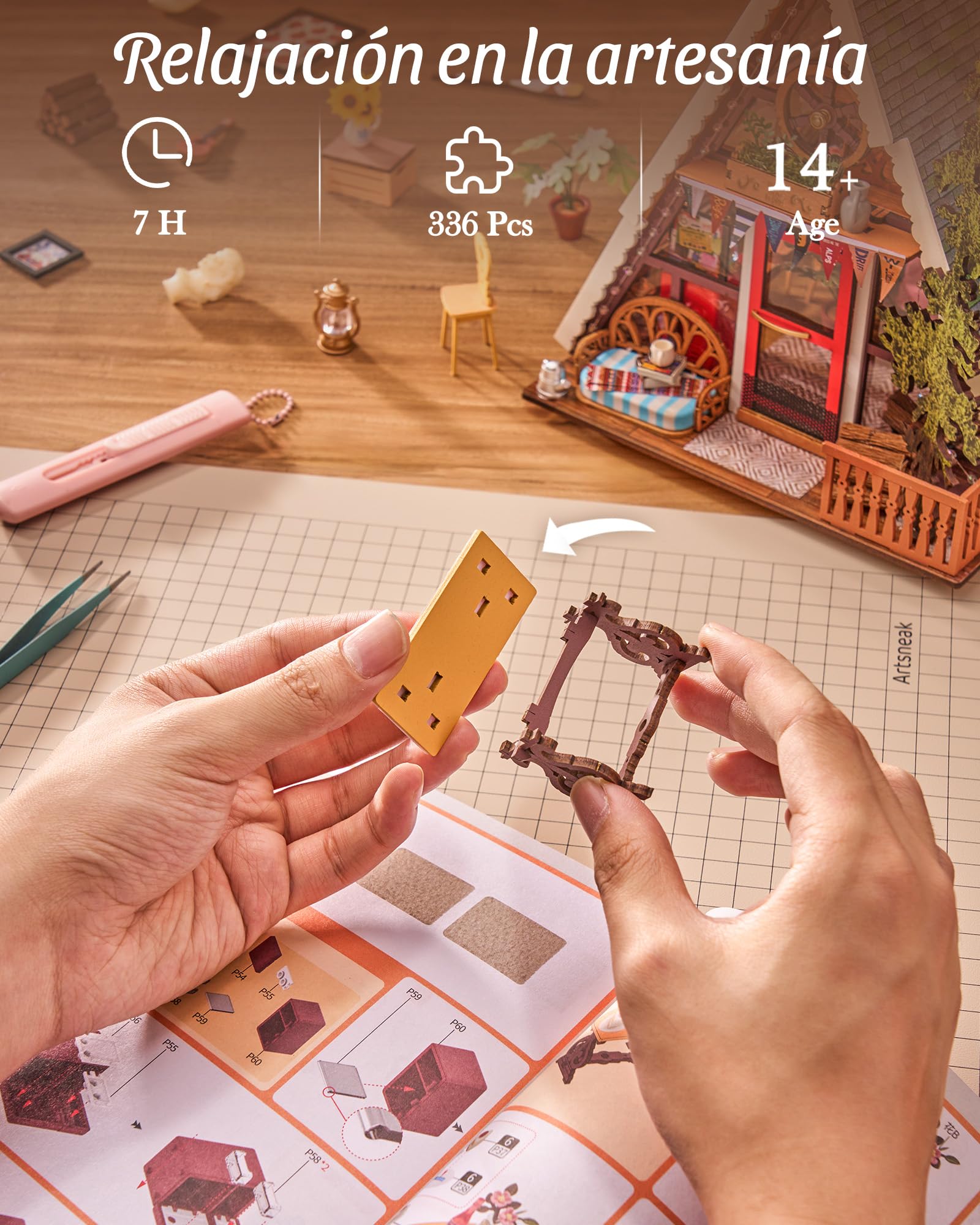 ROBOTIME Modelismo para adultos, casa en miniatura con marco A, casa de muñecas de madera a partir de 14 años, regalos para mujeres y hombres