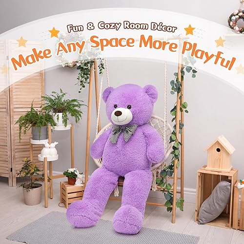 Vista 41 de MorisMos Oso de peluche gigante, oso de peluche grande para novias, niñas, para Navidad, día de San Valentín, cumpleaños (gris claro, 47 pulgadas)