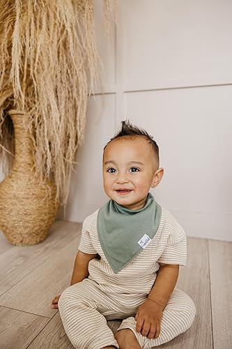 Miniatura 165 de Copper Pearl Paquete de 4 baberos de algodón suave para babeo y dentición, baberos absorbentes para bebés niñas y niños, ajustables para adaptarse a