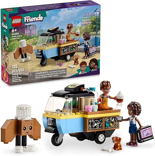 LEGO Friends 42606 - Carrito de comida móvil para panadería, juguete de cocina para juegos de simulación, pequeño regalo para niños, niñas y niños a