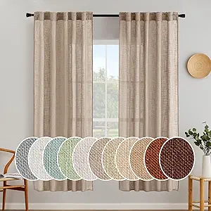 MIULEE Taupe Linen Curtains 72 Inch Length for Bedroom Living Room, Soft Thick Linen Textured Window Drapes Semi Sheer Light Filtering Back Tab Rod Pocket Burlap Look Farmhouse Country Decor, 2 Panels