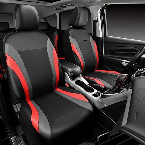 Miniatura 9 de CAR PASS Juego completo de fundas de asiento de automóvil de cuero, impermeables, para automóviles, SUV, sedán, camión, compatible con bolsas de