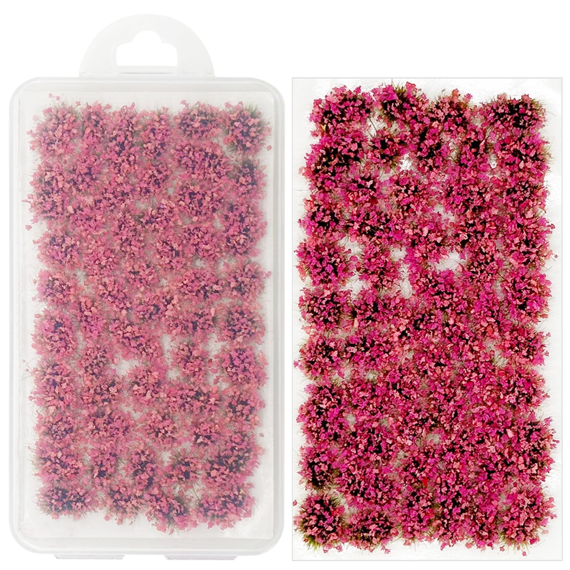 Attuslla Static Flower Tufts Miniature Colorful Flower Cluster for Static Grass Tufts for Model Train Railroad Scenery DIY Miniature, Pink