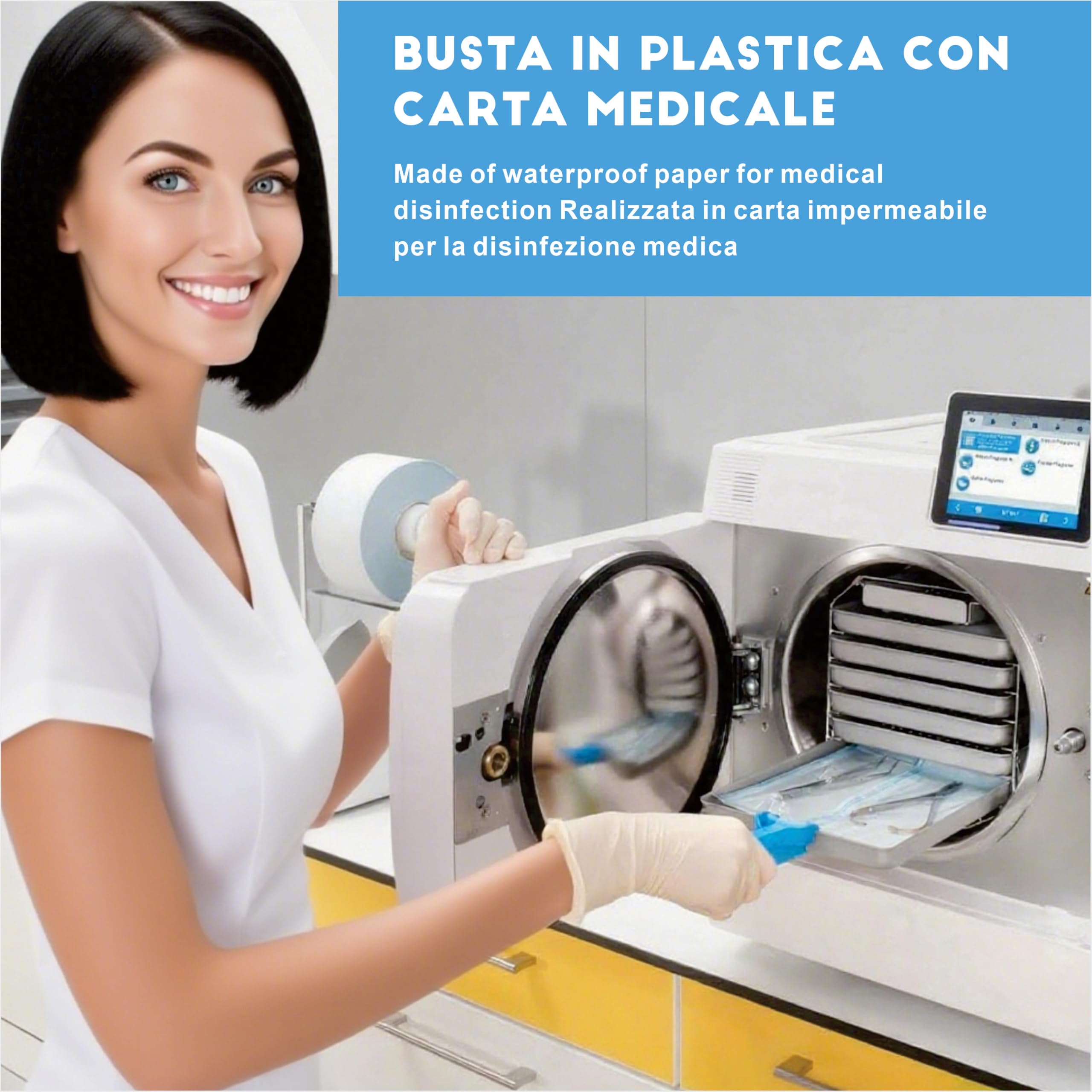200 sacchetti Buste Autosigillanti Per Sterilizzazione, 90 * 260 mm Buste Sterilizzazione Estetista,Sacchetti Per Sterilizzazione A Vapore Ad Alta Pressione Per Strumenti Di Pulizia