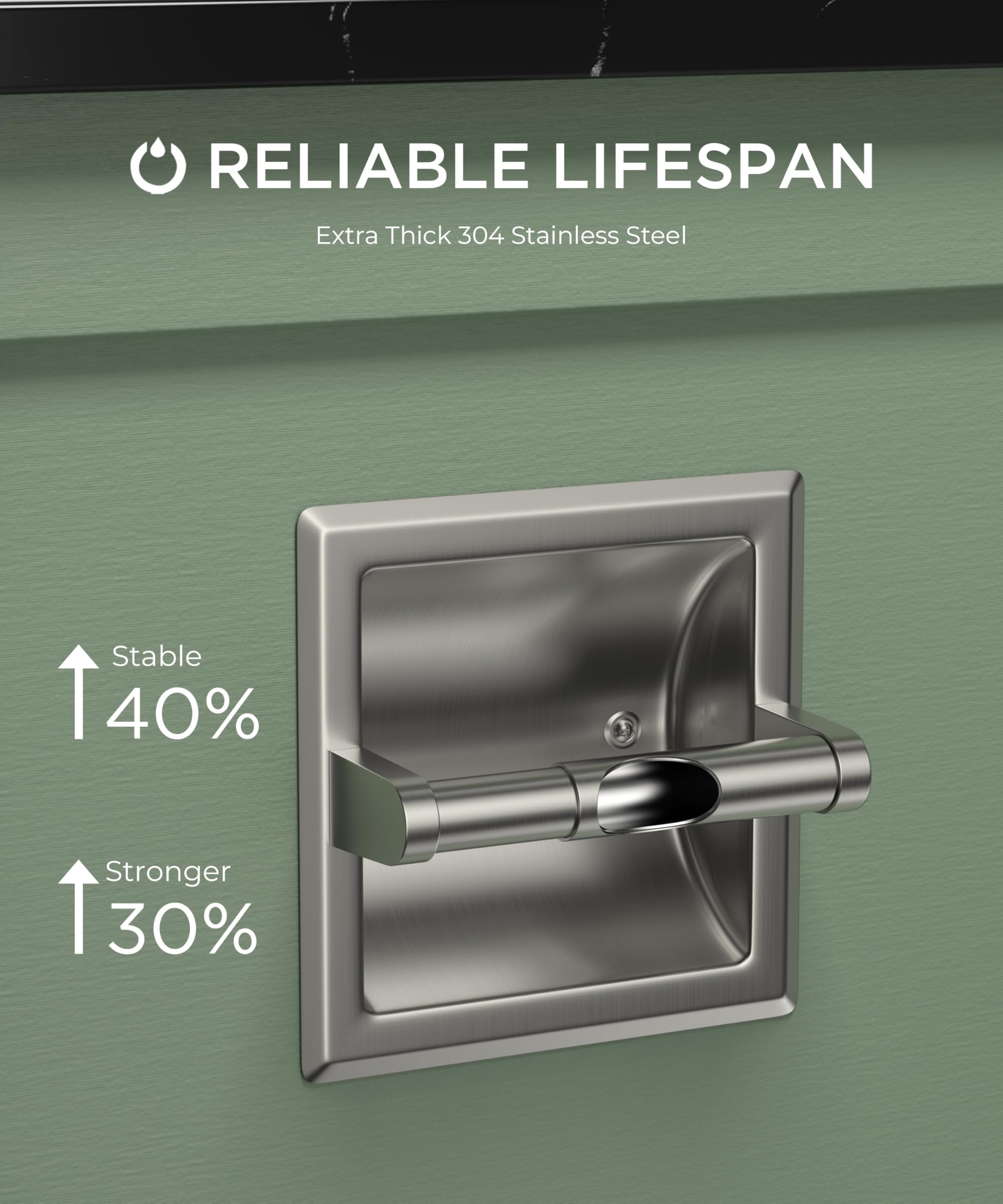 Brushed Nickel Recessed Toilet Paper Holder – Pivoting, Wall-Mounted For Large Rolls, Stainless Steel - View #3