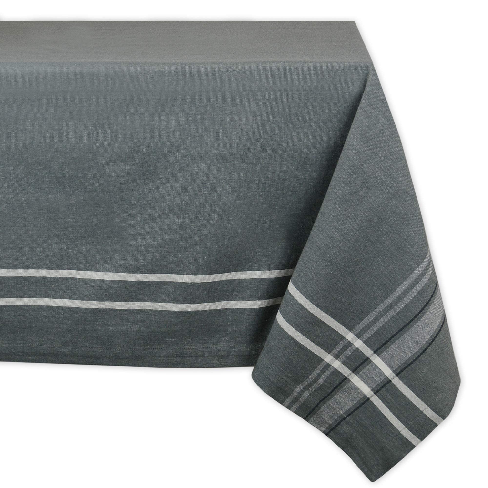 DII French Stripe Dining Table Collection Farmhouse Style Tablecloth, 60x84 Inches, Gray Chambray