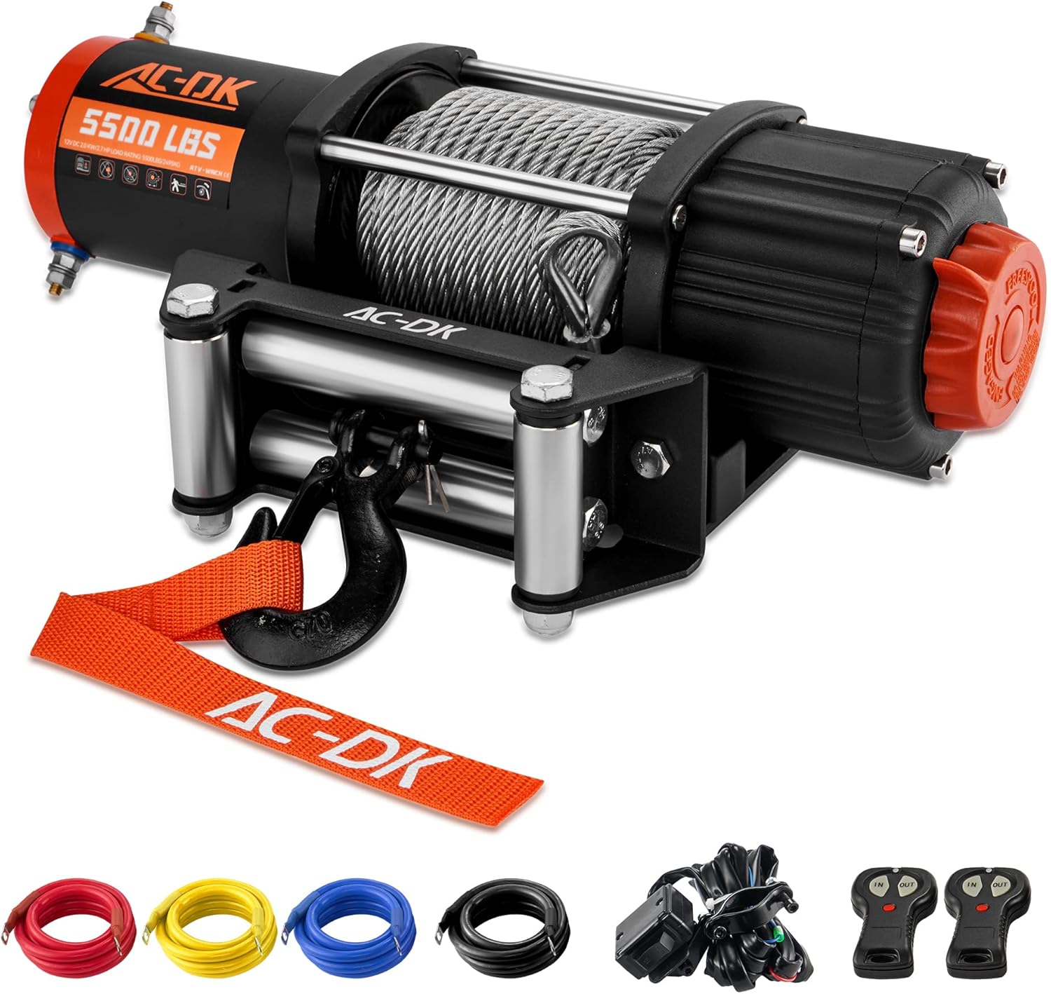 ACDK 5500 lb. ATV/UTV Electric Winch Kit, 12V Winch with Steel Cable