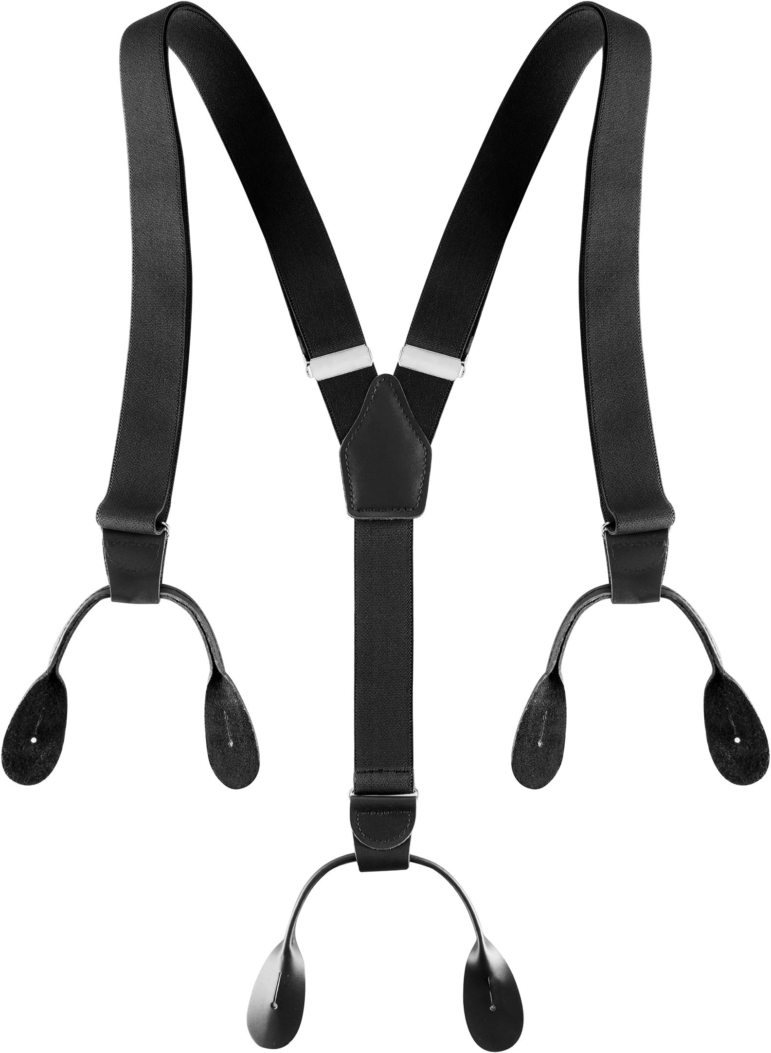 Mens Elastic Adjustable Button End Suspenders Y-Back Solid Color Trouser Braces