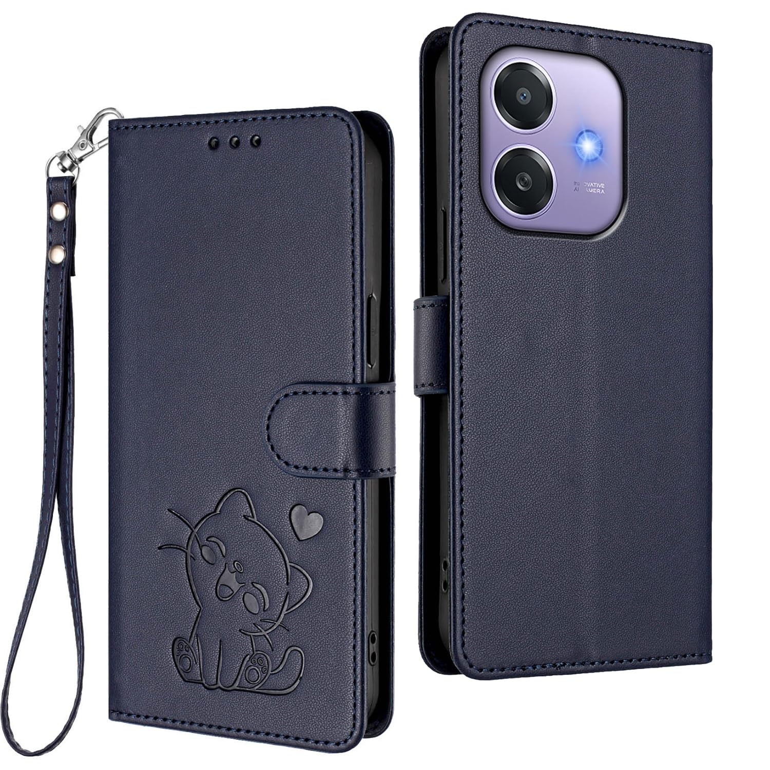 MOJIA Custodia per Honor 200 Lite 5G, Alta qualità Pelle Flip Portafoglio Cover per Telefono, Multifunzione Porta Carte con Tracolla Custodia. Nero
