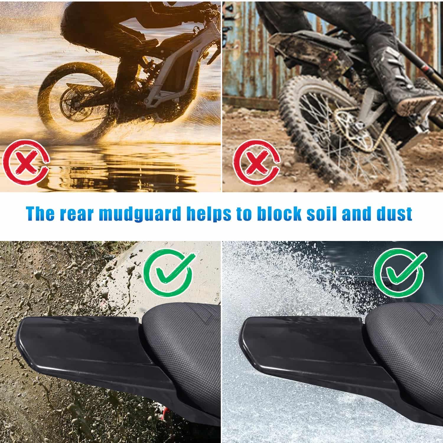 CTDOESO Motorrad Schutzblech Hinten,Motorrad Hinten Kotflügel Rear Fender hinterer Kotflügelschutz ABS-Kunststoff Dirt Pit-Kotflügel für Sur Ron Light 