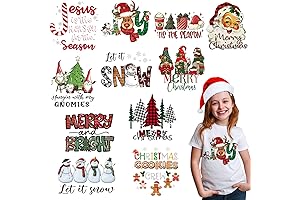 12 Sheets Christmas Heat Transfers Vinyl for T-shirts and DIY Crafts, Christmas Iron On Transfers
