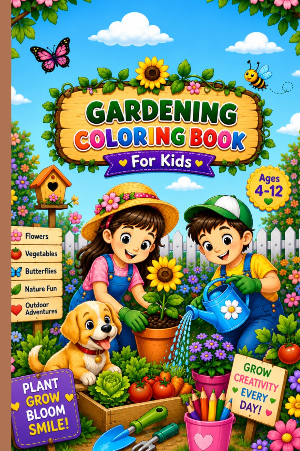 Gardening Coloring Book For Kids: 30 Fun Garden Adventures to Color and Enjoy