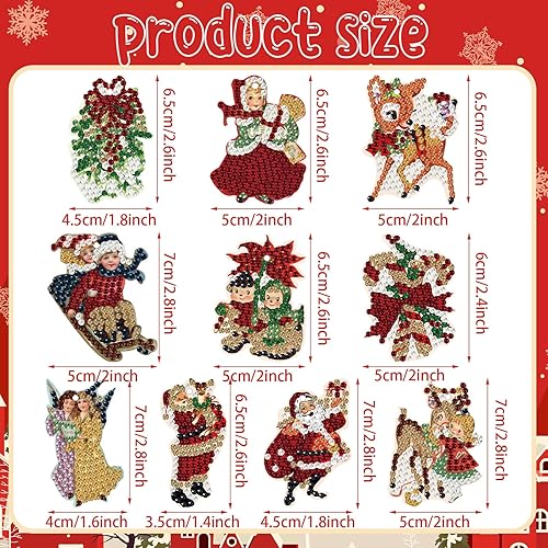 Miniatura 3 de Outus Juego de 24 llaveros de pintura de diamante vintage de doble cara, kit de llavero de diamante de doble cara, arte de diamantes vintage, Papá