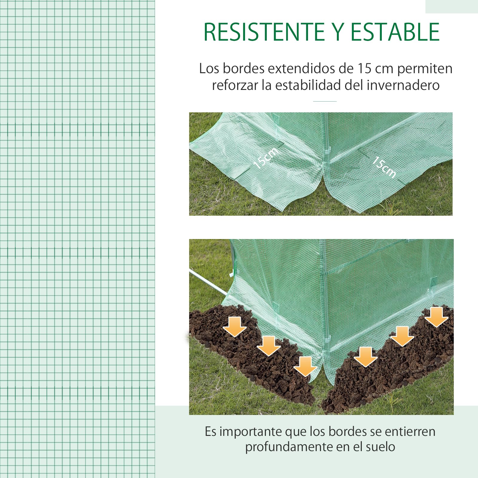 Outsunny Invernadero de Túnel de Jardín 6x3x2 m con Puerta Verde | Invernadero Exterior Grande para Huerto con 12 Ventanas, Ideal para Cultivos, Plantas, Verduras y Flores