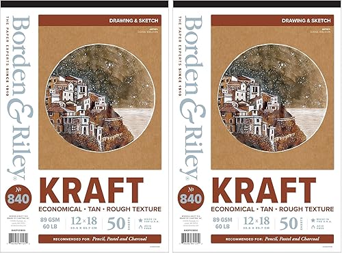 Miniatura 3 de Borden & Riley Bloc de papel kraft #840 de 12 x 18 pulgadas, 3.14 ozm60 libras, 50 hojas, 1 bloc cada uno (840P121850)