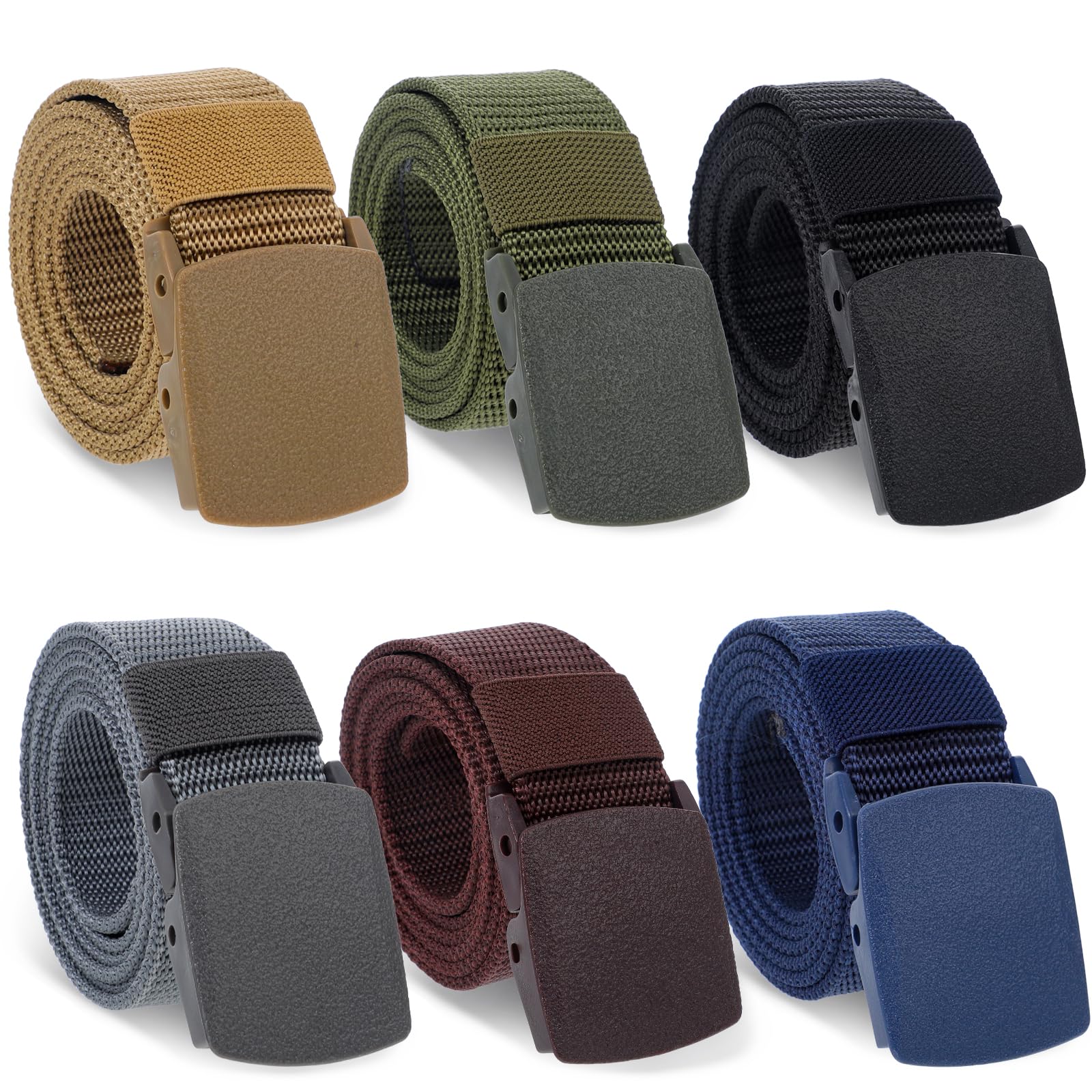 simarro Tactical 6-Pack Nylon Webbing Canvas Belt - Men Womens Military Outdoor Hiking Casual Belt