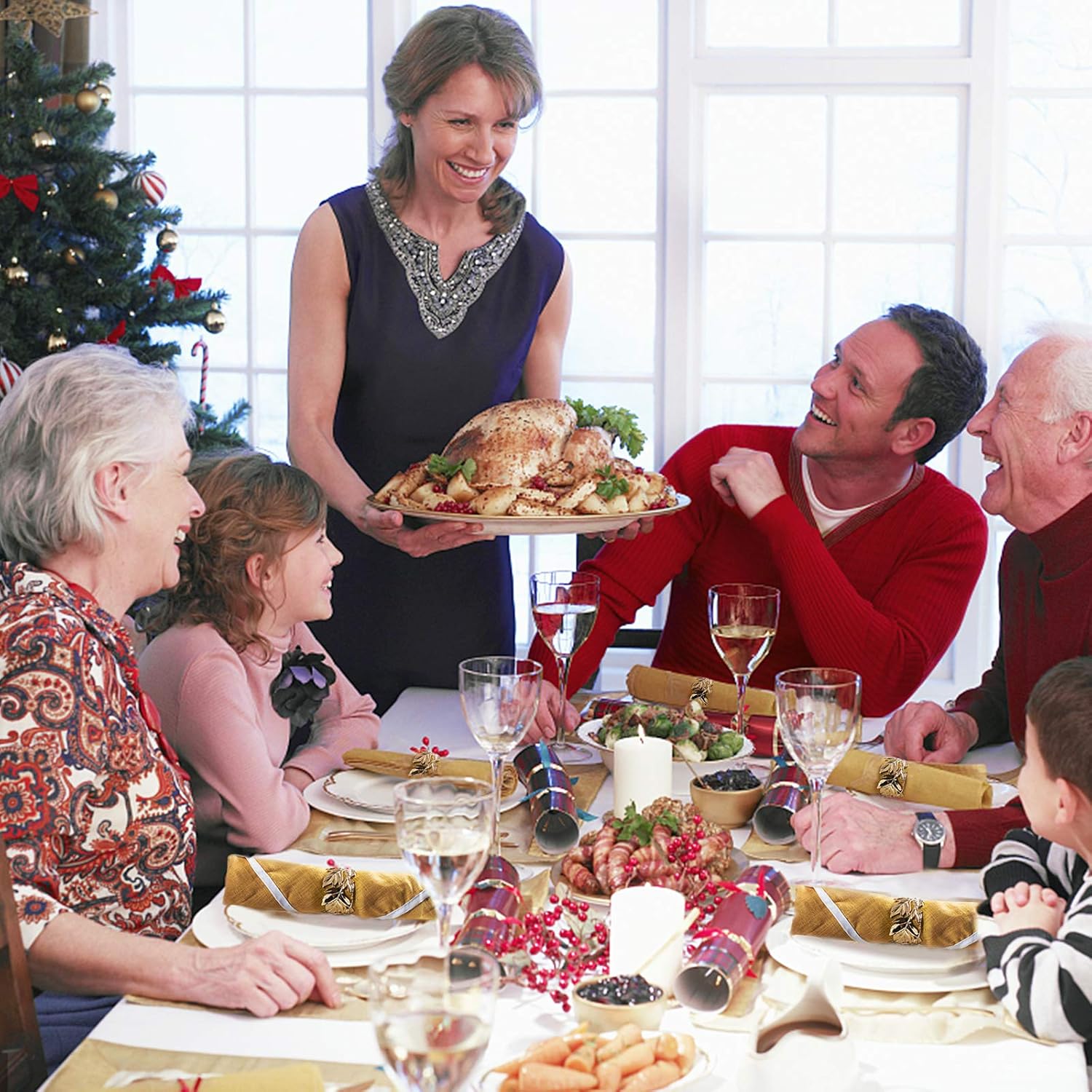 Bcshiye Napkin Rings,Leaf Napkins Rings Set of 6 Exquisite Gold Napkin Rings Holders for Easter, Party, Holiday, Wedding Dinner Decor Favor Table Decoration Accessories : Home & Kitchen