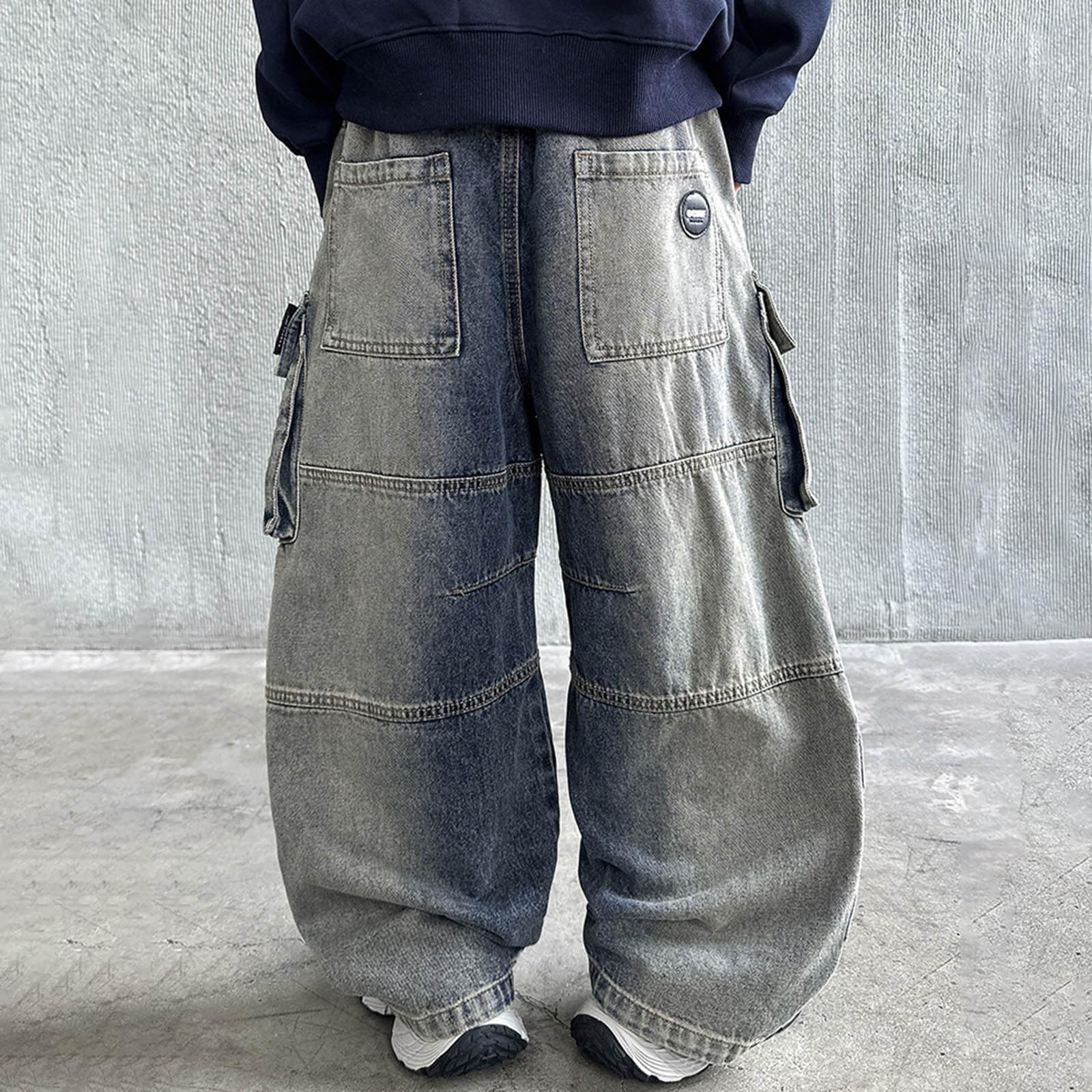 Generico Pantaloni Cargo per Ragazzi Pantaloni Casual in Denim alla Autunnale per Bambini e Adolescenti Abbigliamento da Lavoro Streetwear