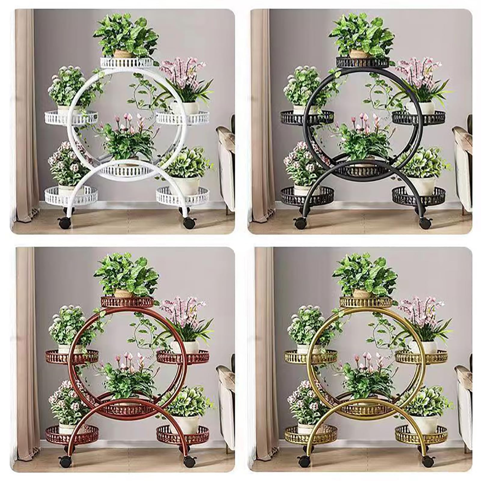 Metall-Pflanzenständer Indoor, Als Blumentreppe mit Mehrschichten, Blumenständer aus Metall Schwerlast Drinnen und Draußen, für Indoor, Outdoor, Balkon, Wohnzimmer, Blumentopf