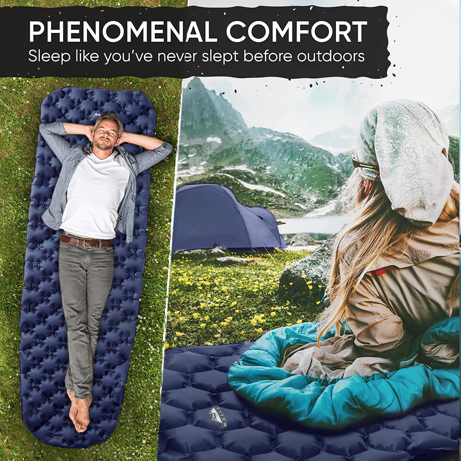 WELLAX Ultralight Air Sleeping Pad Inflatable Sleeping Mat, Ultimate