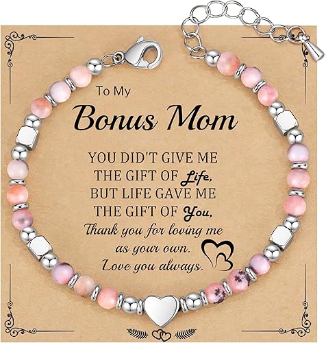 Christmas Gifts for Women, Stocking Stuffers for Teens Beaded Bracelets for Women Gifts for Mom Christmas Gift Mothers Day Gift for Grandma Daughter Bonus Mom Nature Stone Bead Bracelet Graduation Jewelry for Her 2026