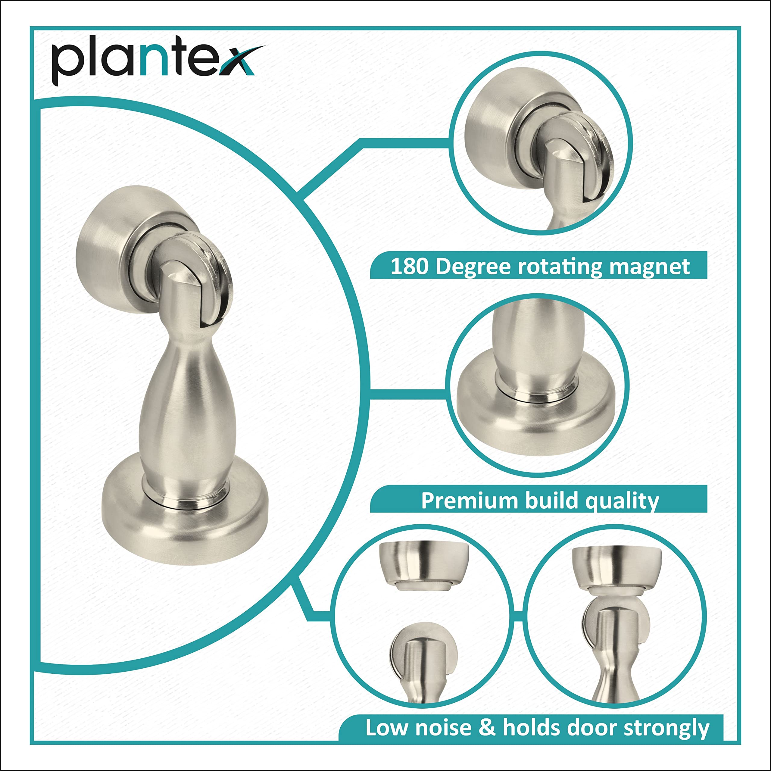 Plantex Magnetic Door Stopper/Door Magnet Stopper/Door Stopper for Main Door/Stops for Doors (4 Inch,Silver Matt) — Amazon image 2