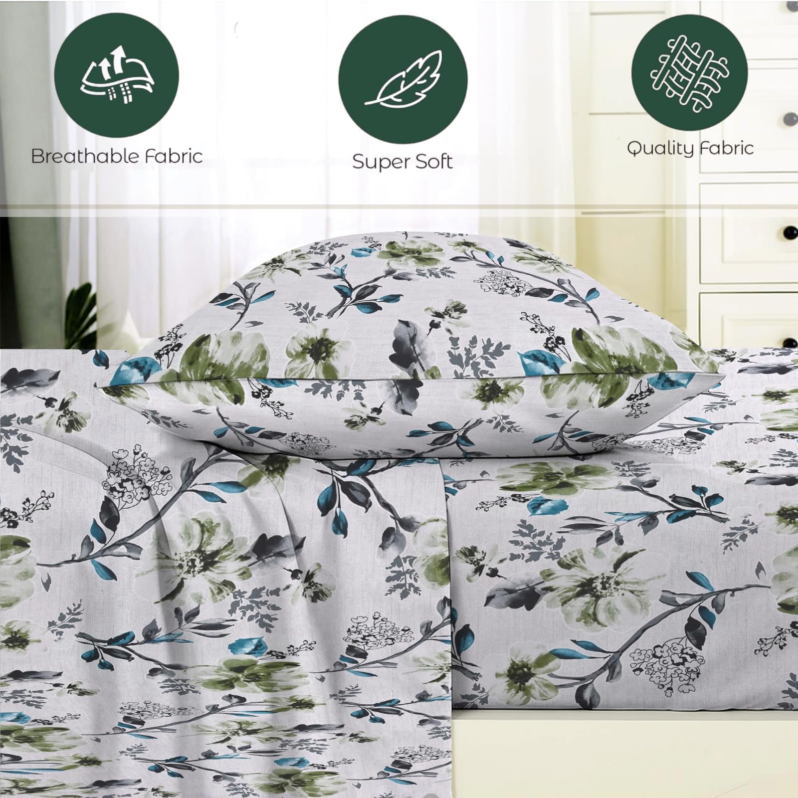 EverSoft Bedding Pack of 4 Pillowcases 50x75cm Soft Pillow Cases, Wrinkle Free Easy Care Pillow Covers - Image 4