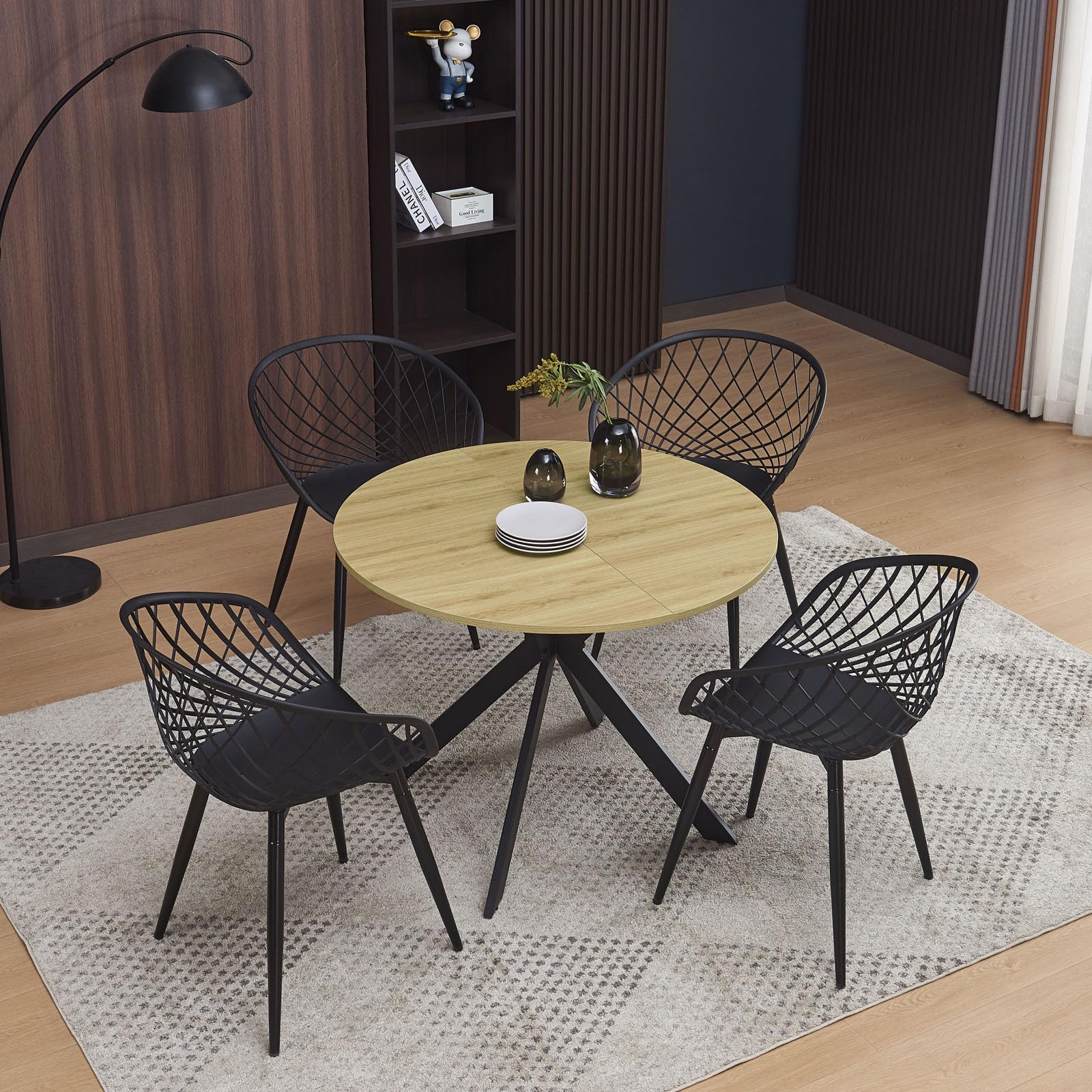 Table à Manger Ronde 100 cm, Moderne Table Ronde Salle Manger, Convient pour Salle à Manger, Cuisine, Salon, Peut accueillir 4-6 Personnes, 100x100x75 cm, Marron
