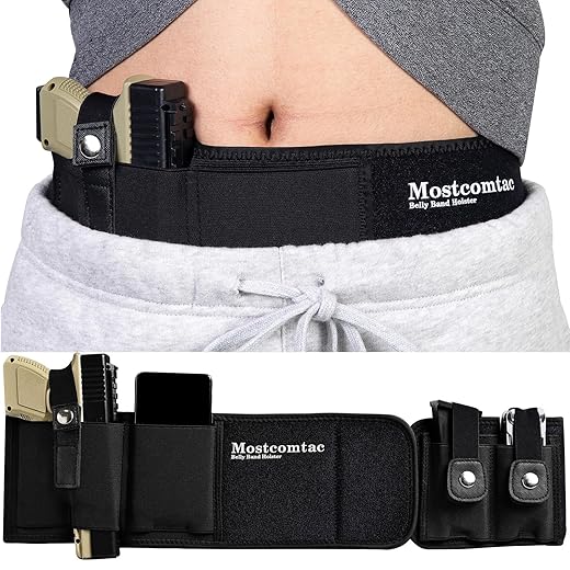 Mostcomtac Belly Band Holster for Concealed Carry - Gun Holsters for Men Women, Waist Holster for Pistols, Fit Glock, Ruger Lcp, S&W M&P 40 Shield Bodyguard, Sig Sauer, Beretta, 1911, Etc