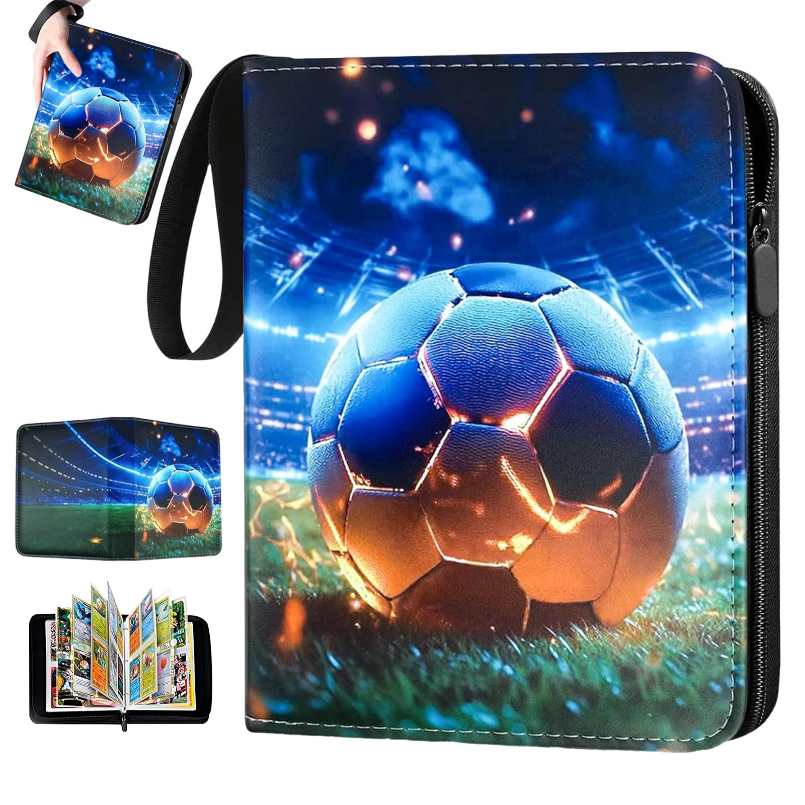 Puniama Football Card Binder Album, 400 Pockets Holder Book with Zipper & Carry Handle