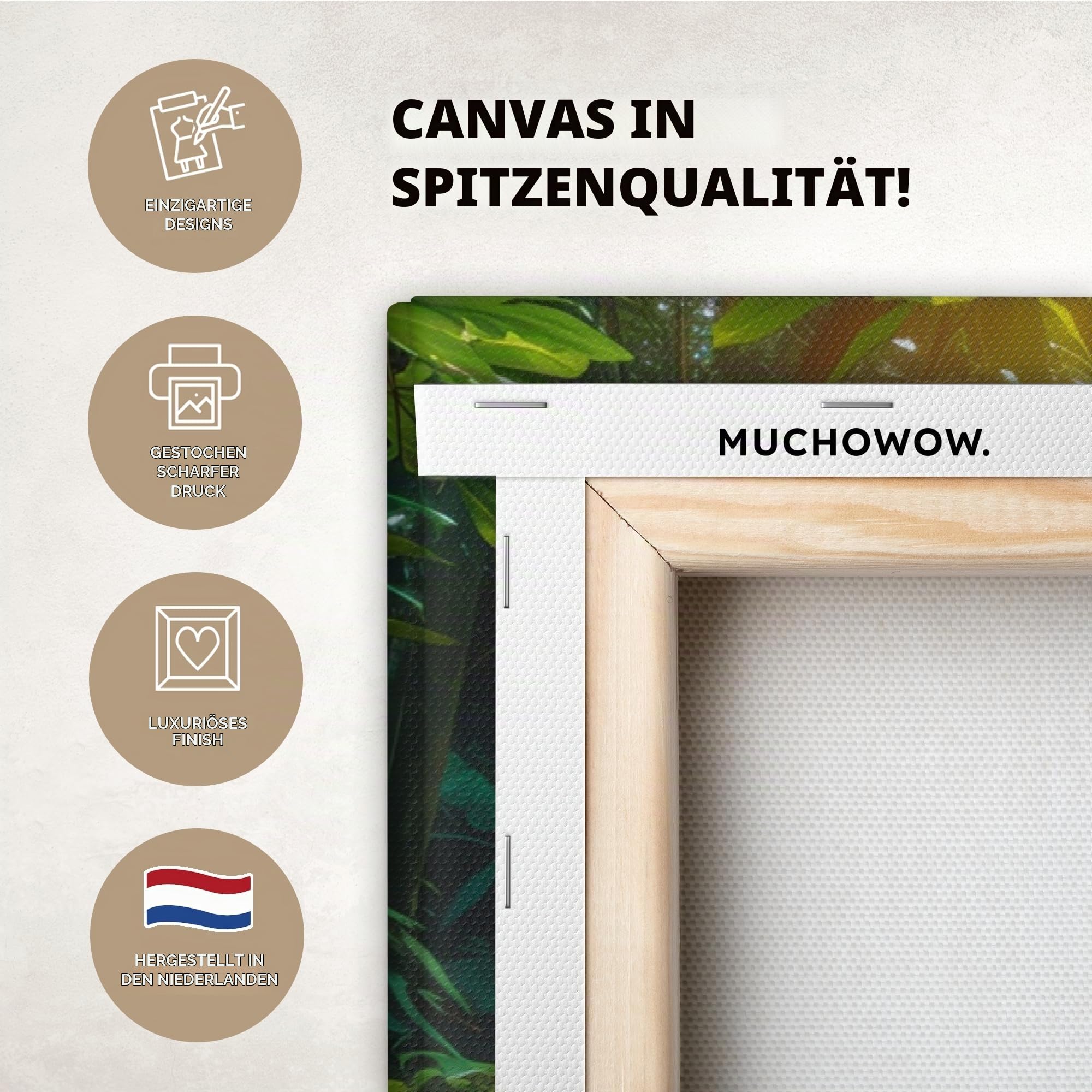 MuchoWow© Leinwandbild Groß 120x80 cm XXL Dekoration Wohnzimmer Bilder Aufhängen Wall Decoration Living Room Wohnungs Deko Moderne Wasserfall - Dschungel - Sonne - Grün - Natur