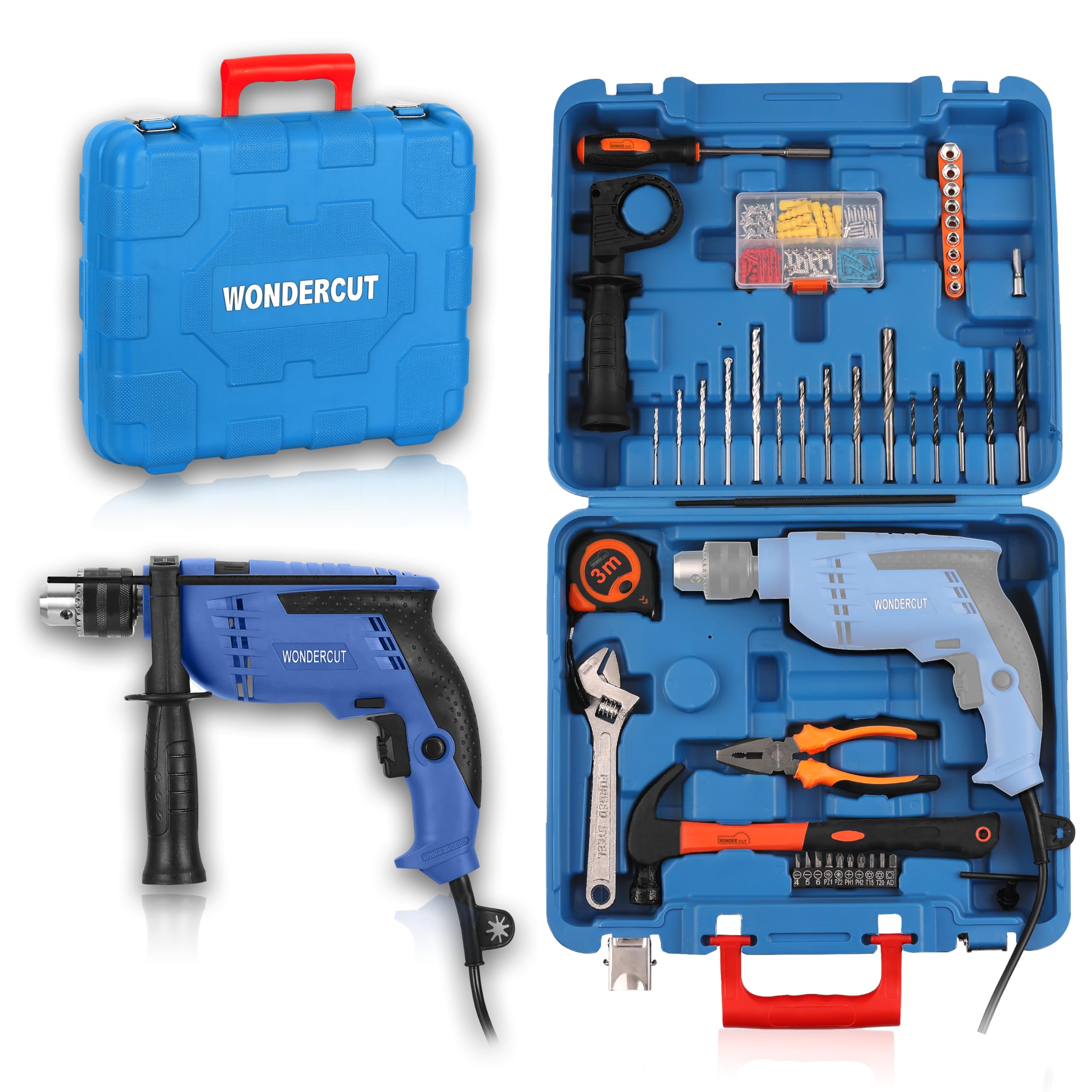 WONDERCUT Professional-Impact Drill Tool Kit, 780W, 3000 RPM, 13mm Chuck, Blue BMC WC-13DK-100 Power & Hand Tool Kit (105 Tools)-image-21