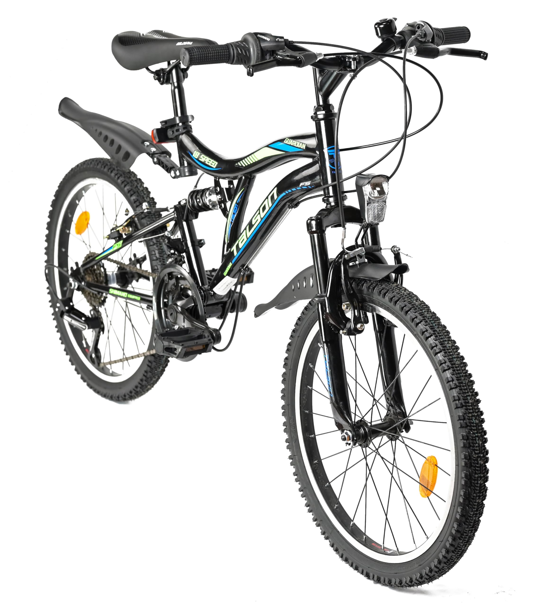 20 Zoll Guardian Kinderfahrrad MTB 18 Gang Shimano mit Beleuchtung nach StVZO Schwarz