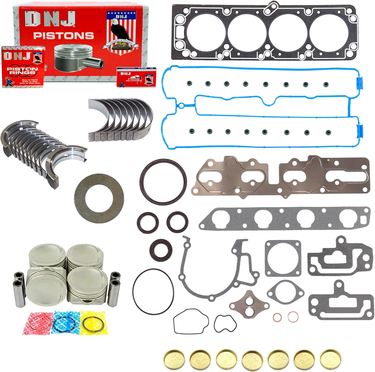DNJ EK319 Engine Rebuild Kit for 1998-2002 Daewoo Isuzu Amigo Leganza Rodeo 2.2L L4 16V DOHC 2198cc