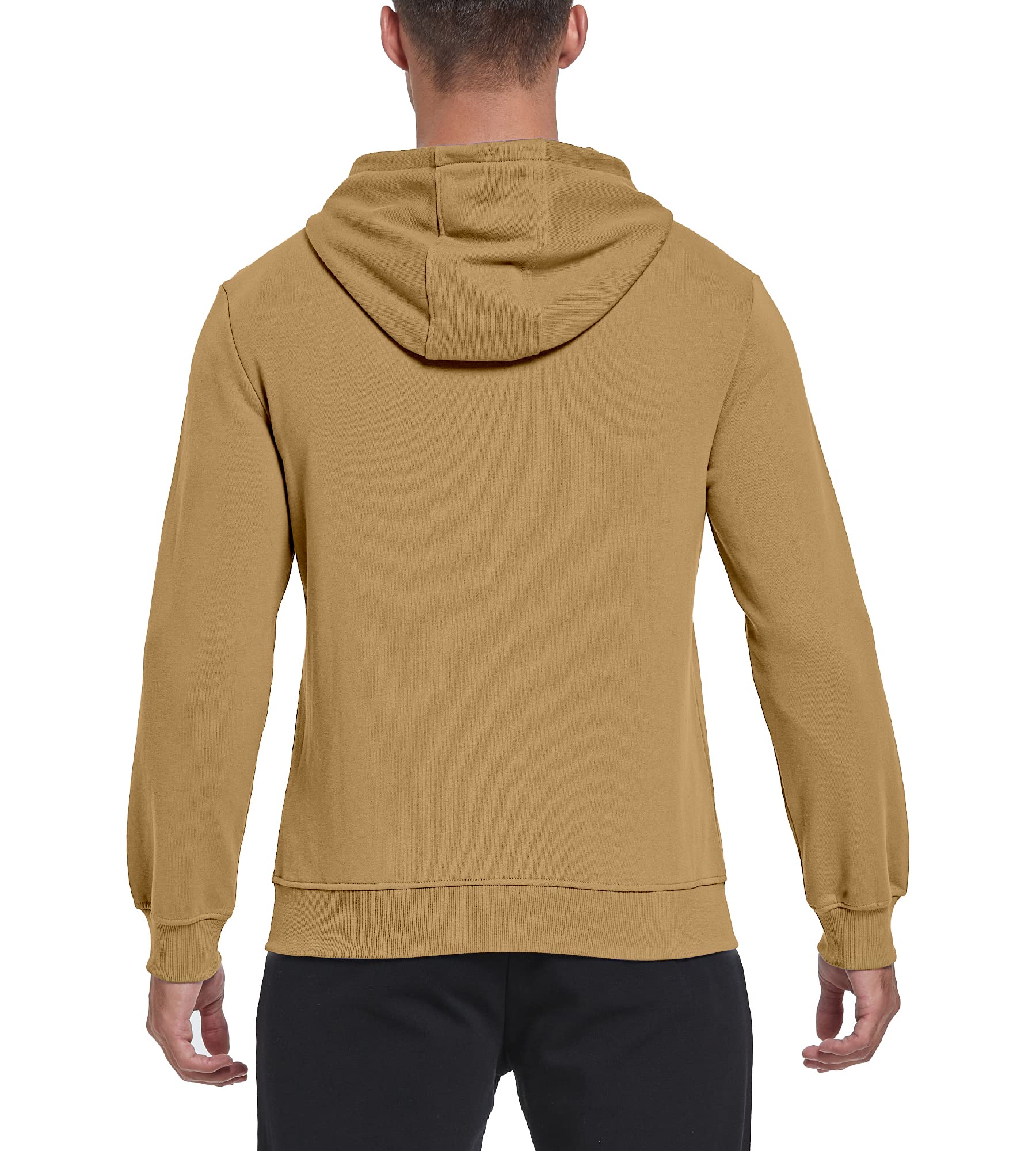 BETTERCHIC Męska sportowa bluza z kapturem na całej długości z kapturem kurtka polarowa płaszcz długi rękaw ściągana bluza S-3XL, Khaki, 3XL