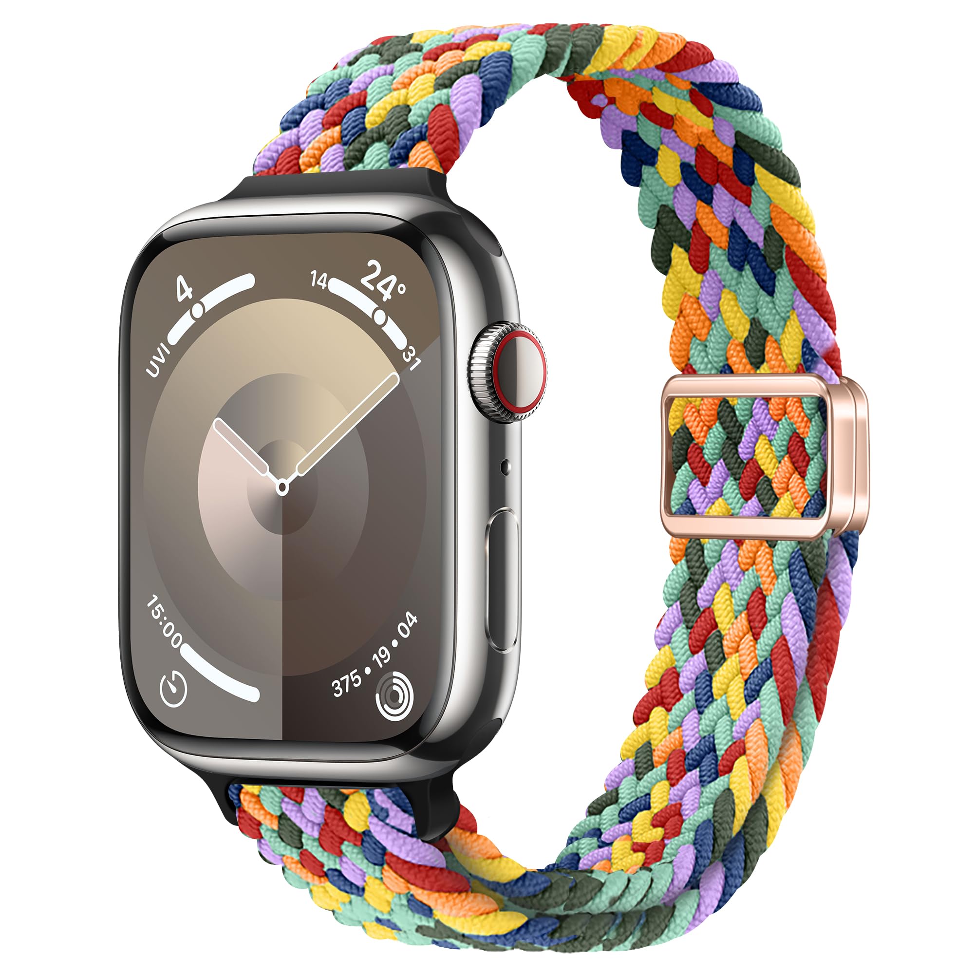 Bracelet de sport fin en nylon tressé compatible avec les bracelets Apple Watch 42 mm, 41 mm, 40 mm, 38 mm, 40 mm, 44 mm, 45 mm, 46 mm, bracelet de sport en nylon souple